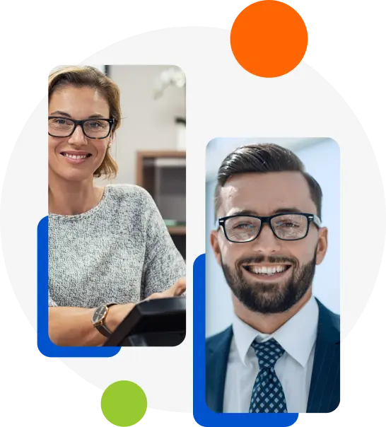 Two people both wearing glasses