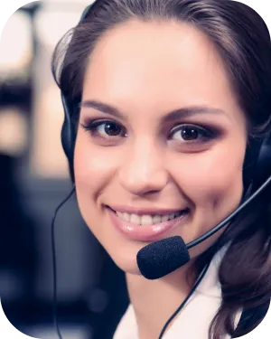 Customer service woman wearing headset and microphone